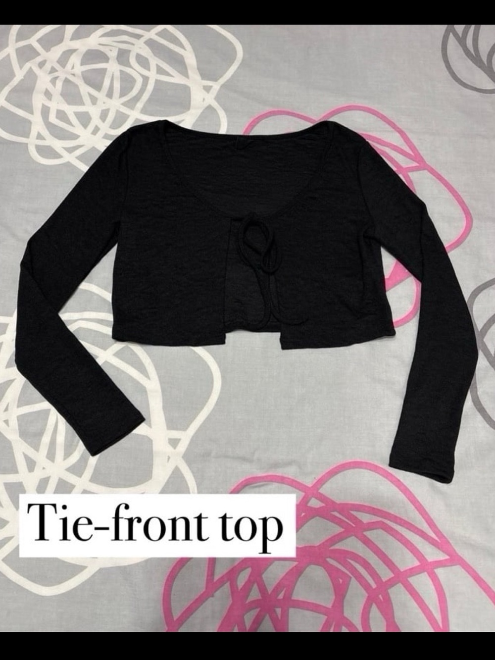 SHEIN Black Tie Front Cardigan